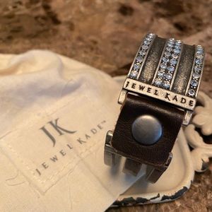 JK antique silver and leather cuff bracelet